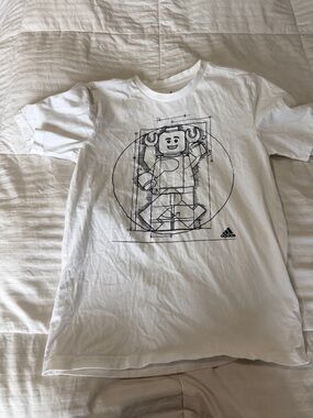 adidas White Kids Short Sleeve Tee with Black Sketch Graphic